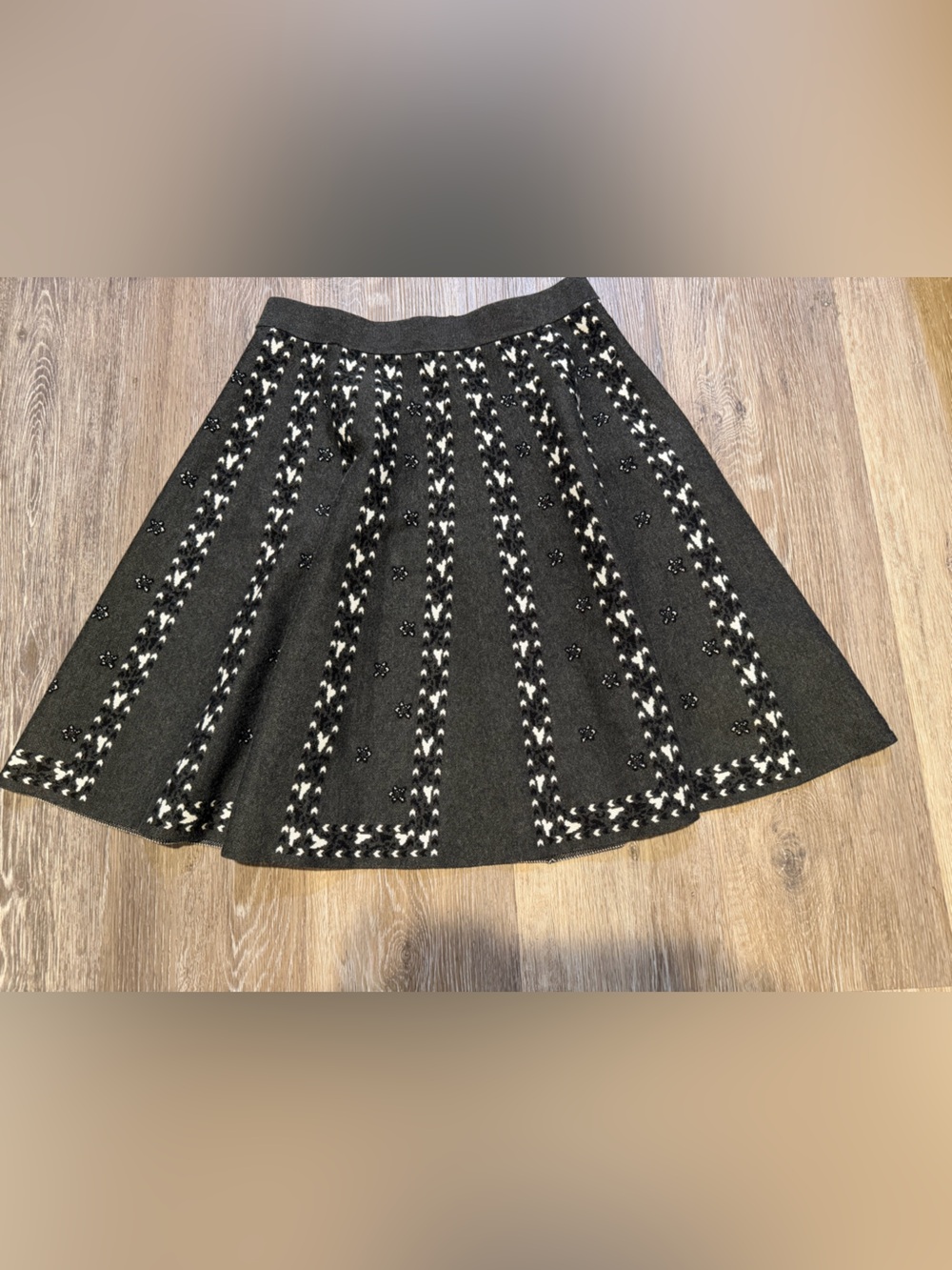 Faith & Zoe Black Circle Skirt with White Accent Trim